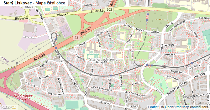 Starý Lískovec - mapa části obce