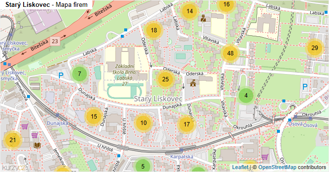 Starý Lískovec - mapa firem