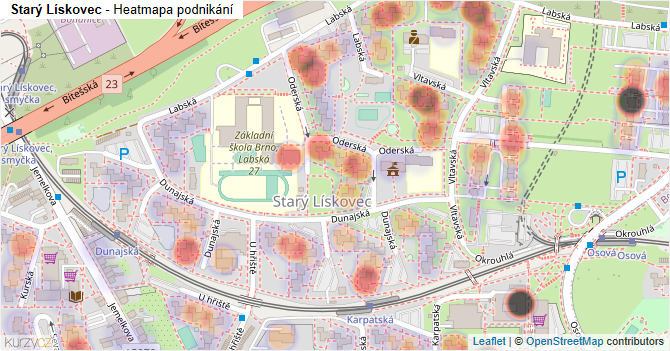 Starý Lískovec - mapa podnikání