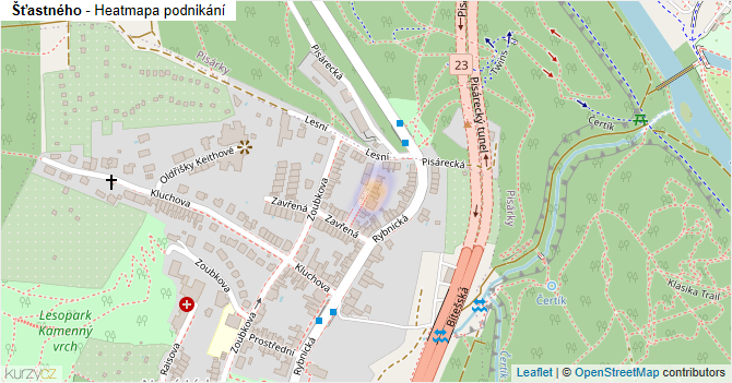 Šťastného - mapa podnikání