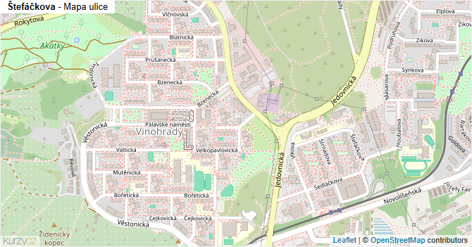Štefáčkova - mapa ulice