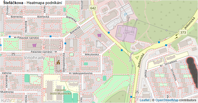 Štefáčkova - mapa podnikání