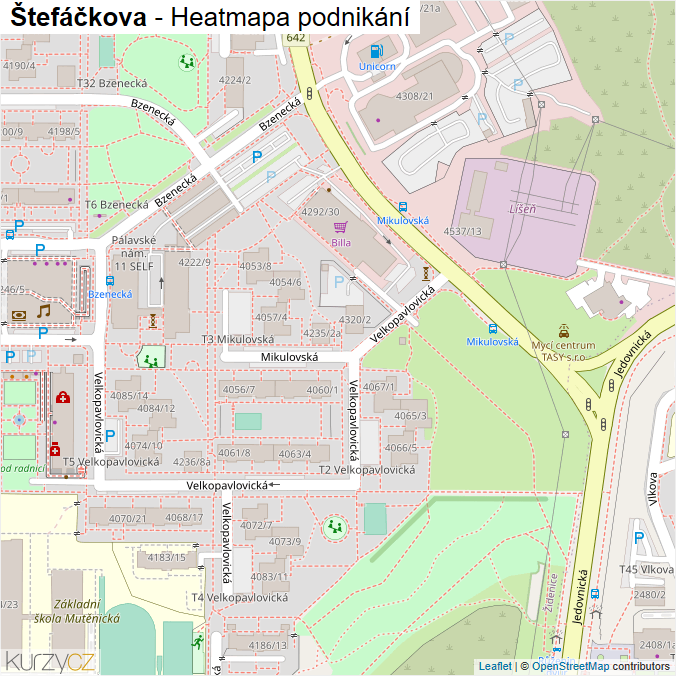 Mapa Štefáčkova - Firmy v ulici.