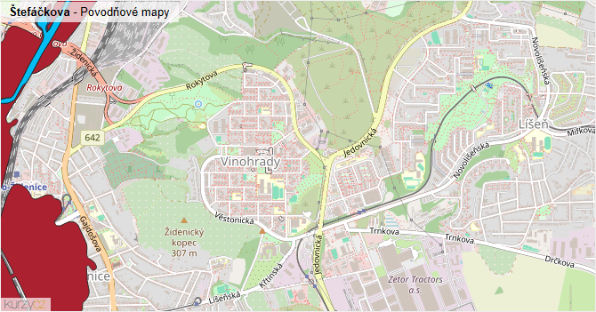 Štefáčkova - záplavové mapy stoleté vody