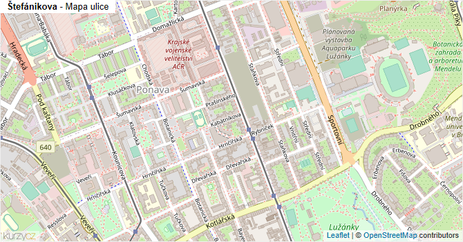 Štefánikova - mapa ulice