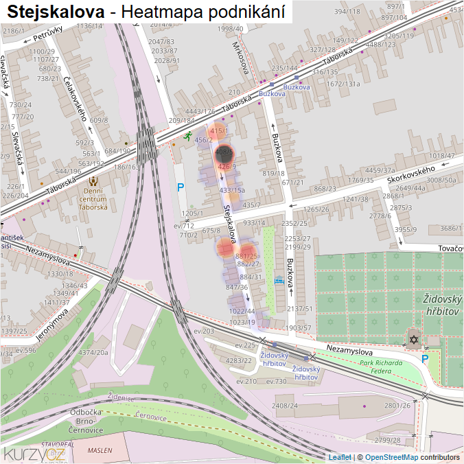 Mapa Stejskalova - Firmy v ulici.