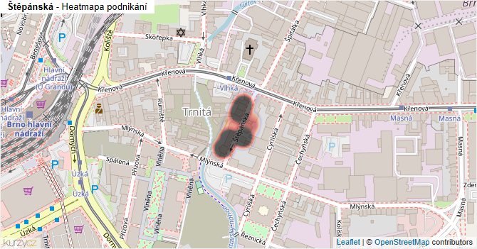 Štěpánská - mapa podnikání