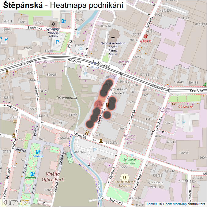 Mapa Štěpánská - Firmy v ulici.