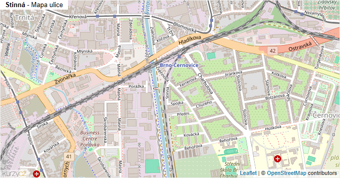 Stinná - mapa ulice