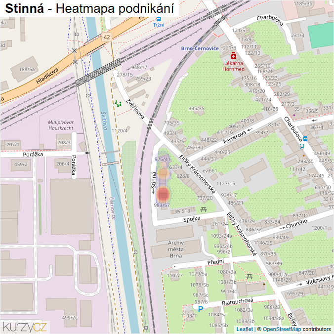 Mapa Stinná - Firmy v ulici.