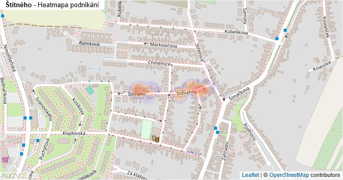Štítného - mapa podnikání