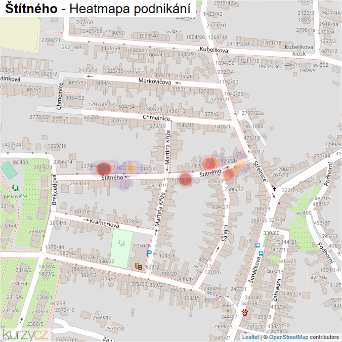 Mapa Štítného - Firmy v ulici.