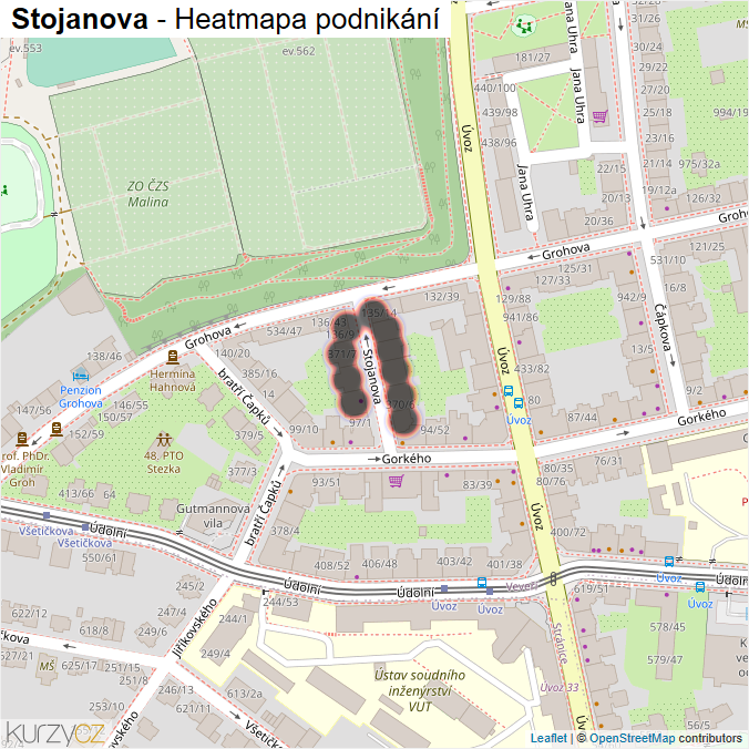 Mapa Stojanova - Firmy v ulici.