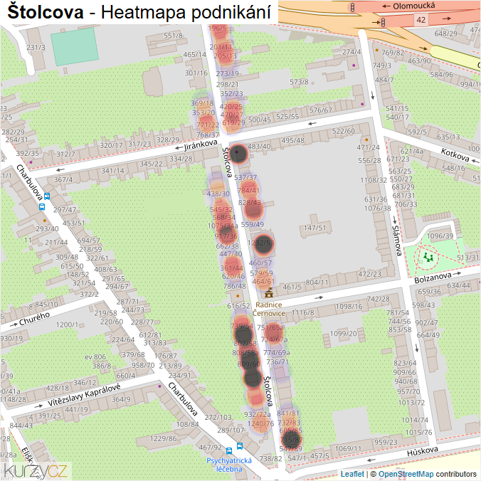 Mapa Štolcova - Firmy v ulici.