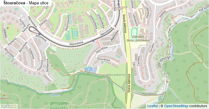 Štouračova - mapa ulice