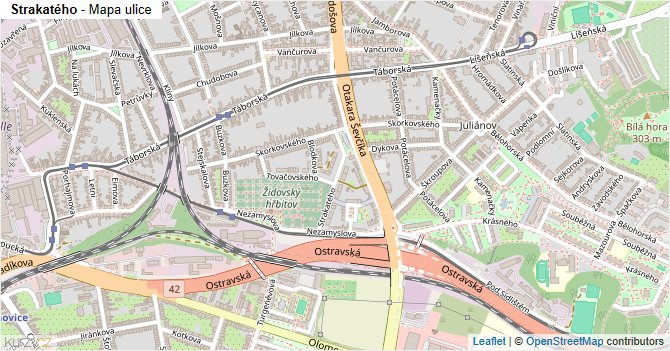 Strakatého - mapa ulice