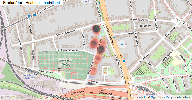 Strakatého - mapa podnikání