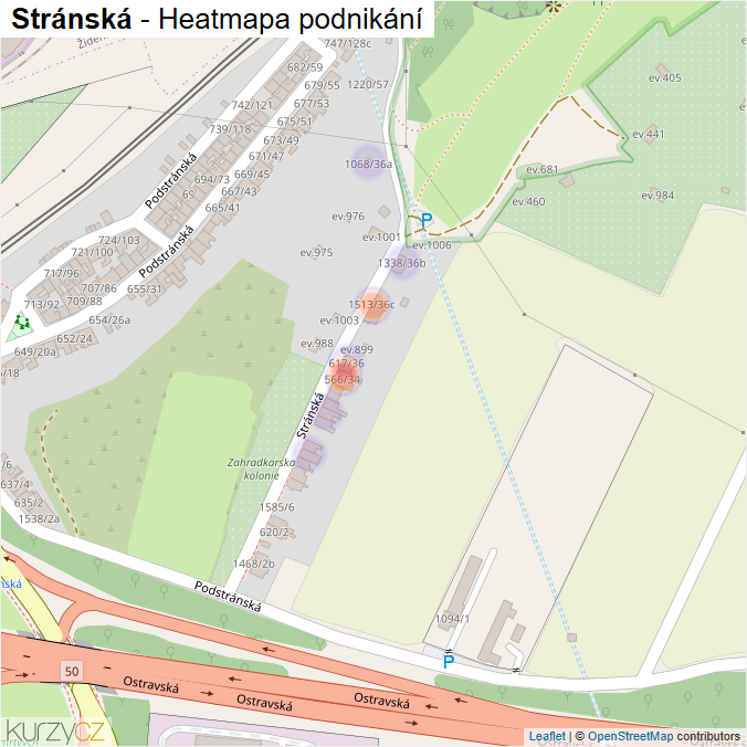 Mapa Stránská - Firmy v ulici.