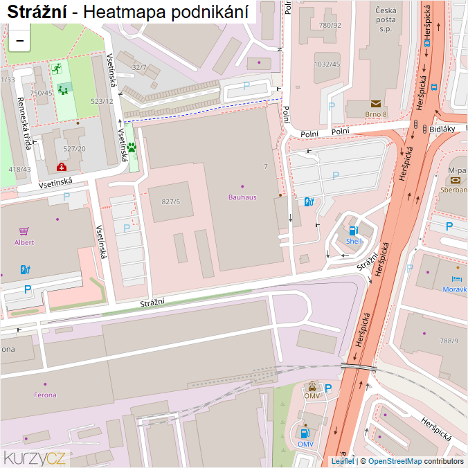 Mapa Strážní - Firmy v ulici.