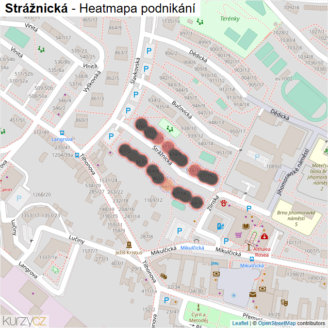 Mapa Strážnická - Firmy v ulici.