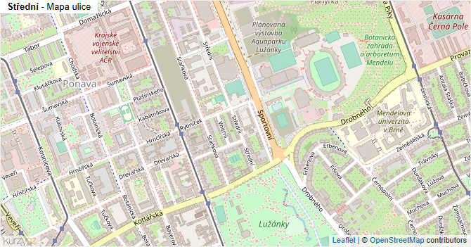 Střední - mapa ulice