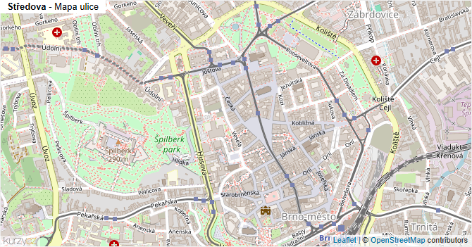 Středova - mapa ulice