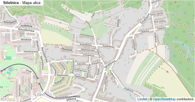 Střelnice - mapa ulice