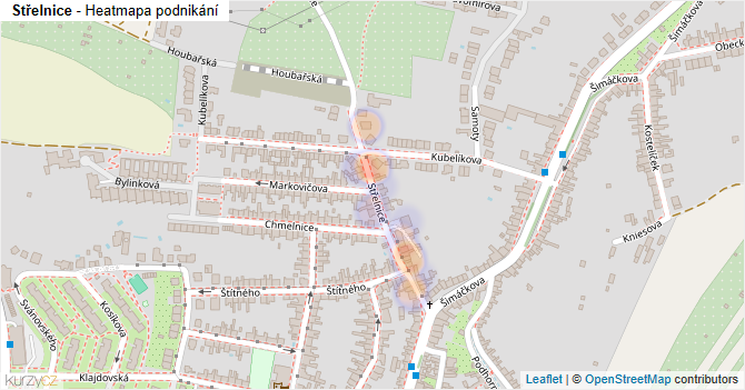 Střelnice - mapa podnikání