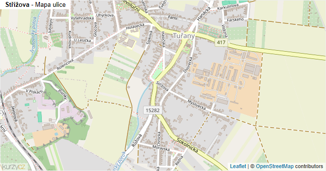 Střížova - mapa ulice