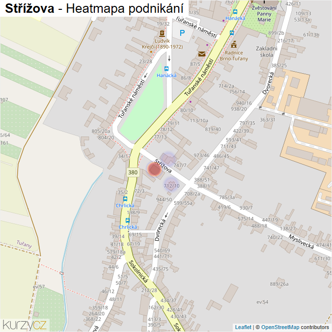 Mapa Střížova - Firmy v ulici.