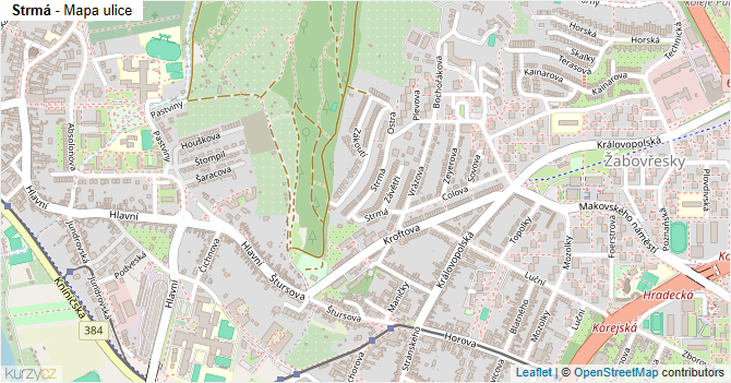 Strmá - mapa ulice
