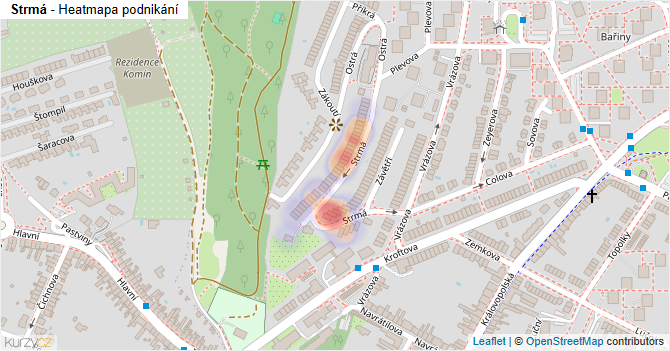 Strmá - mapa podnikání