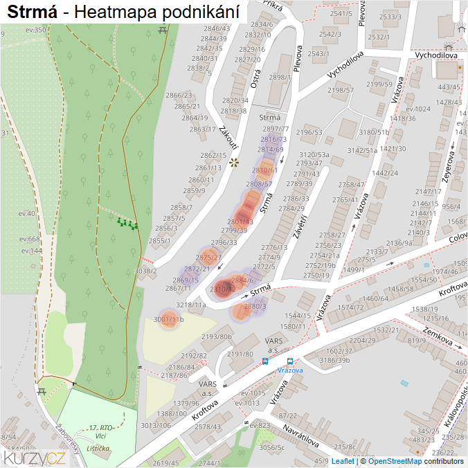 Mapa Strmá - Firmy v ulici.