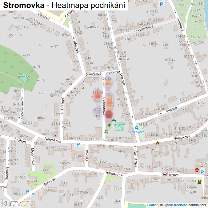 Mapa Stromovka - Firmy v ulici.