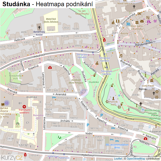 Mapa Studánka - Firmy v ulici.
