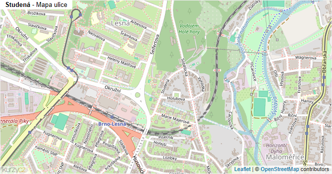 Studená - mapa ulice