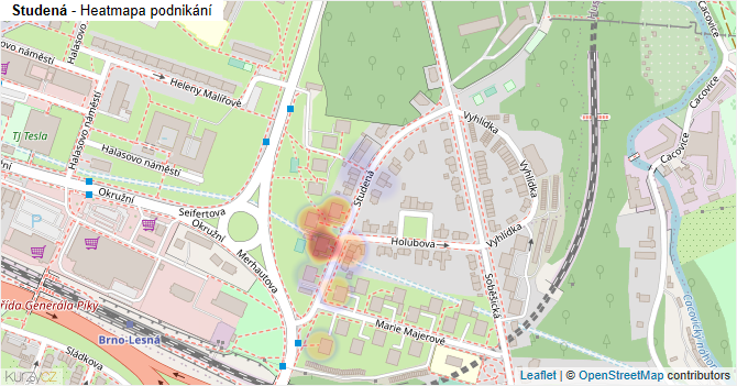 Studená - mapa podnikání