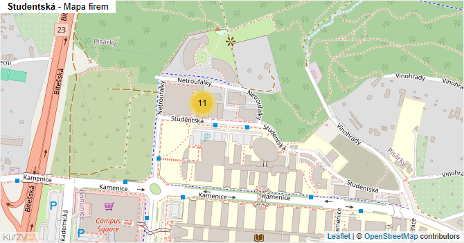 Studentská - mapa firem
