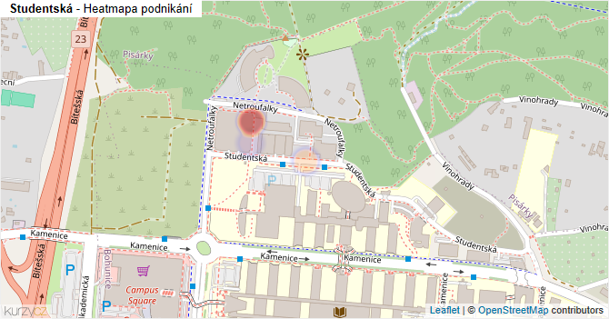 Studentská - mapa podnikání