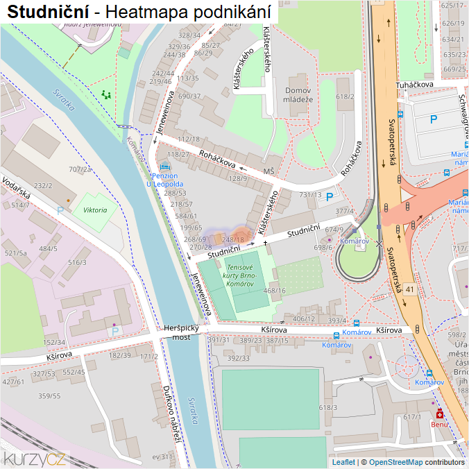 Mapa Studniční - Firmy v ulici.
