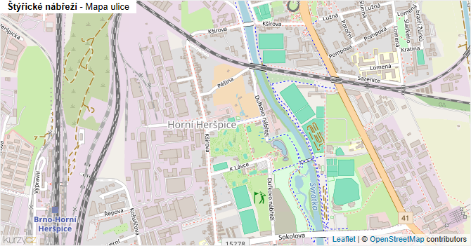 Štýřické nábřeží - mapa ulice