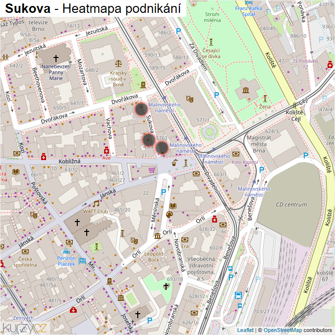 Mapa Sukova - Firmy v ulici.