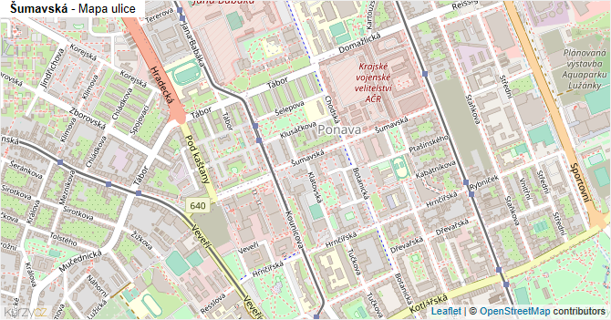 Šumavská - mapa ulice