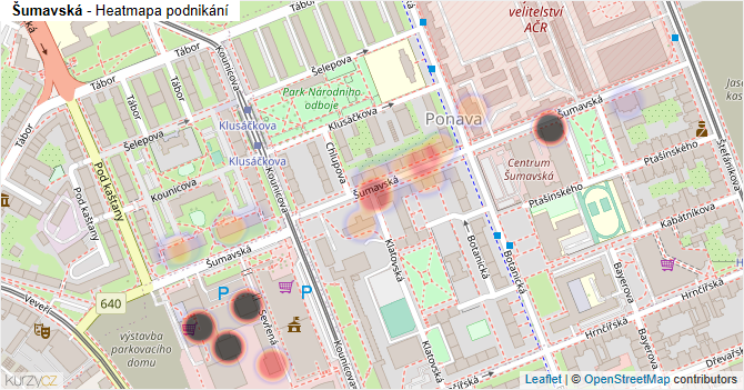 Šumavská - mapa podnikání