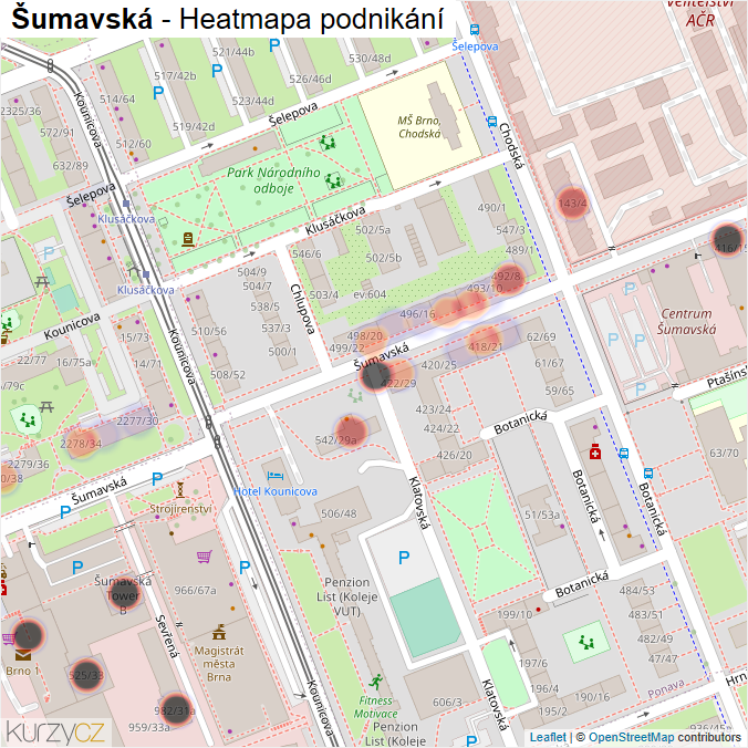 Mapa Šumavská - Firmy v ulici.