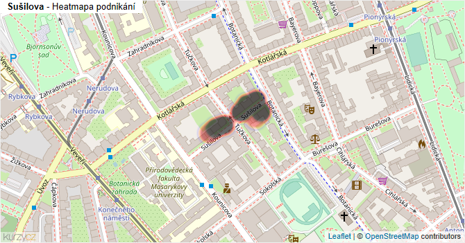 Sušilova - mapa podnikání