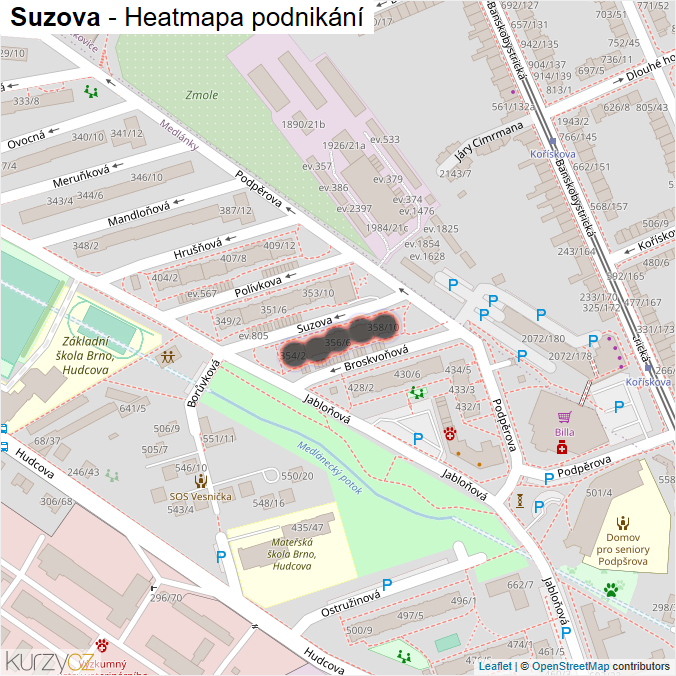 Mapa Suzova - Firmy v ulici.