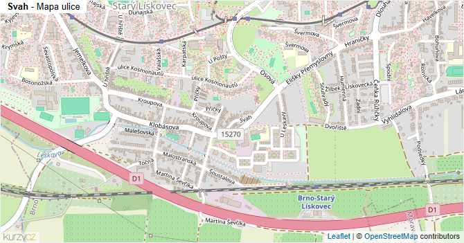 Svah - mapa ulice