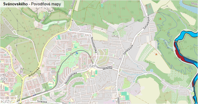 Svánovského - záplavové mapy stoleté vody