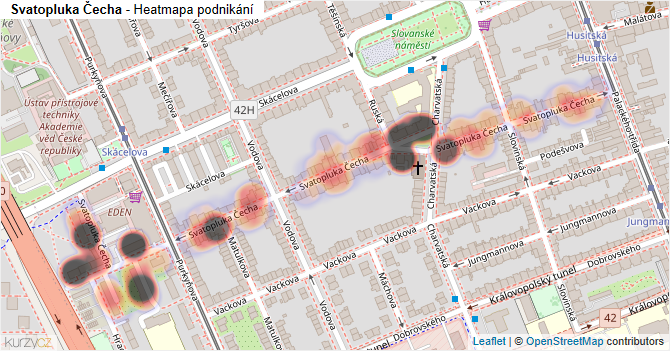 Svatopluka Čecha - mapa podnikání